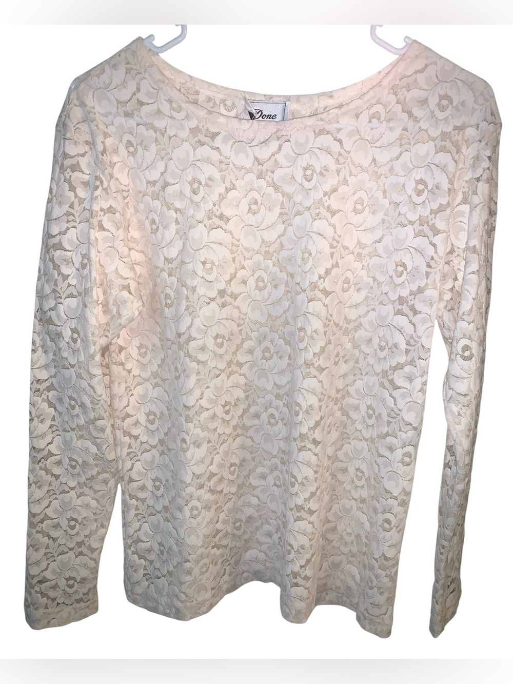 Cream Lace Long Sleeve Top